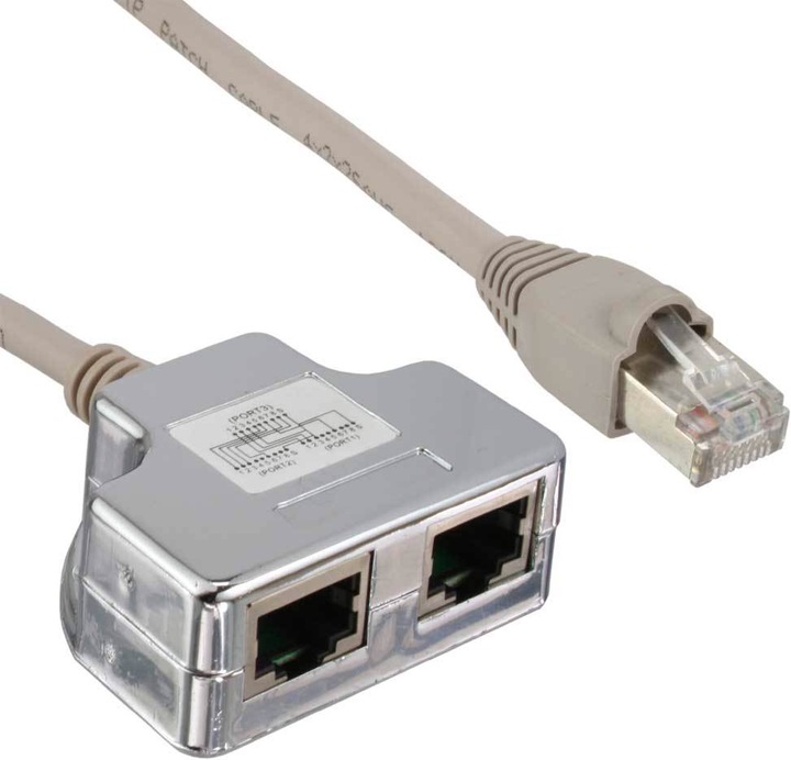 Produktbild InLine Cat.5e / ISDN T-Adapter (Port-Doppler) RJ45 ST an 2x RJ45 BU