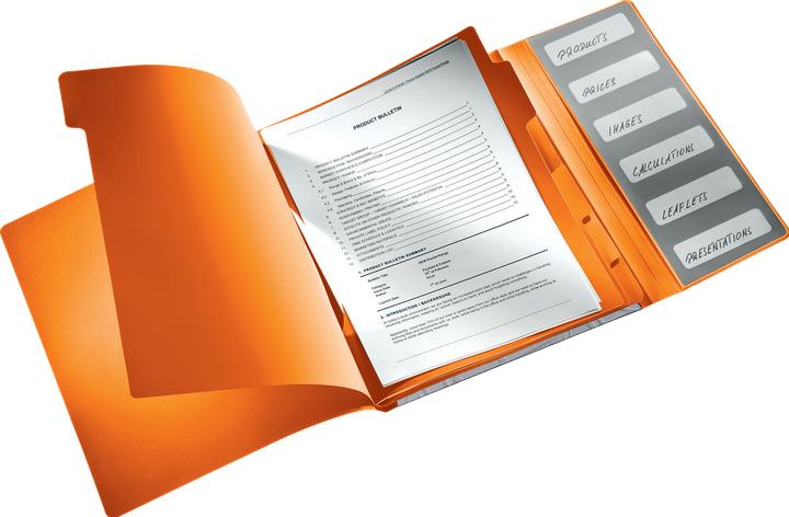 Actual product image Leitz Urban Chic folder, DIN A4, PP, 6 compartments, grey duo-look, with embossed pattern, with 3 slides (A4, 1x)