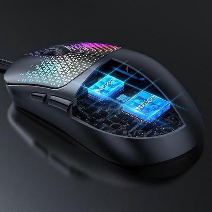 Actual product image Yesido Wired Gaming Mouse KB32, RGB, 7200DPI, Black (Cable)