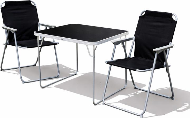 Produktbild Mojawo 3-tlg. Camping Set Gartenmöbel Campingtisch 2 x Campingstuhl schwarz