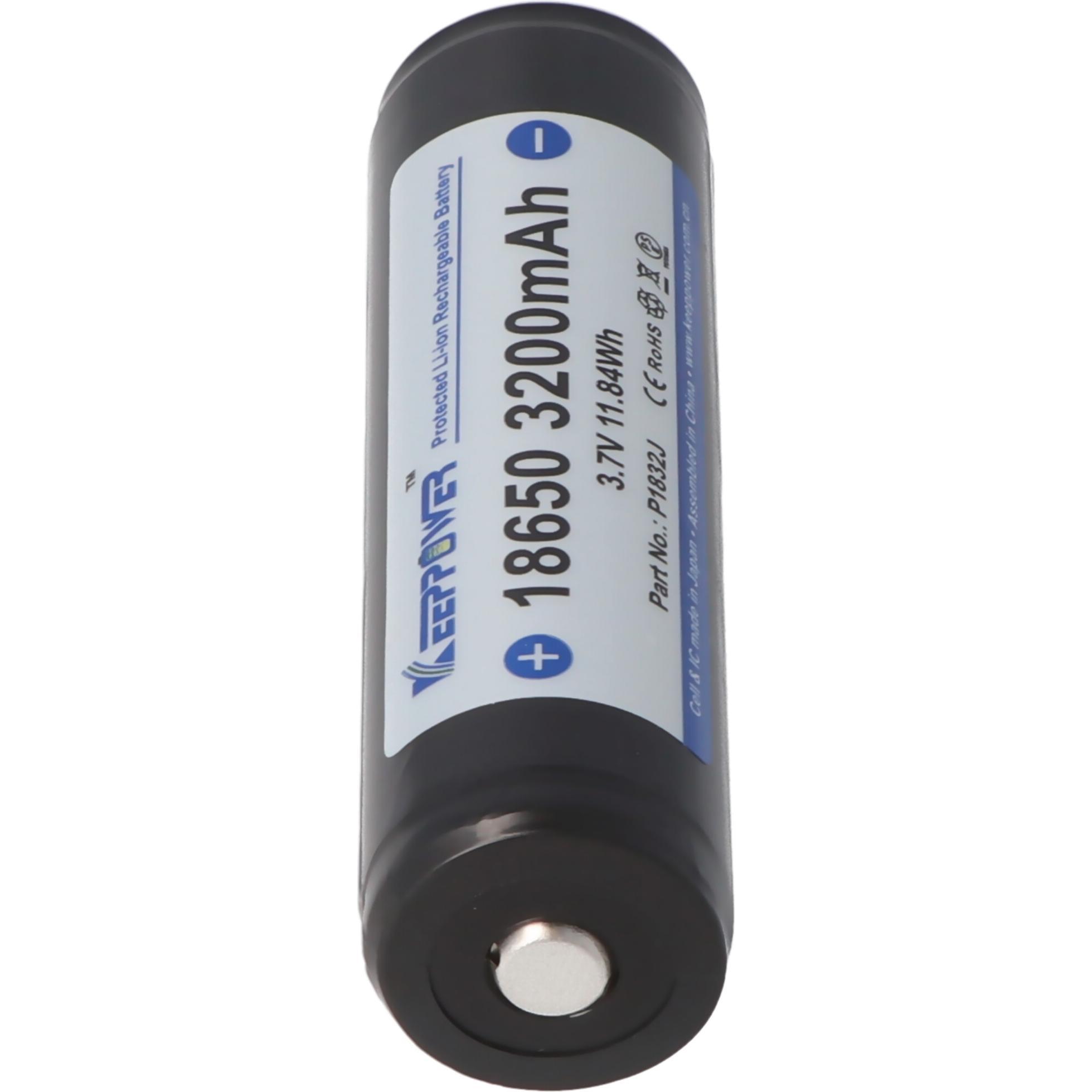 Keeppower Akku 18650, PCB geschützt (1 Stk., 18650, 3200 mAh), Batterien + Akkus