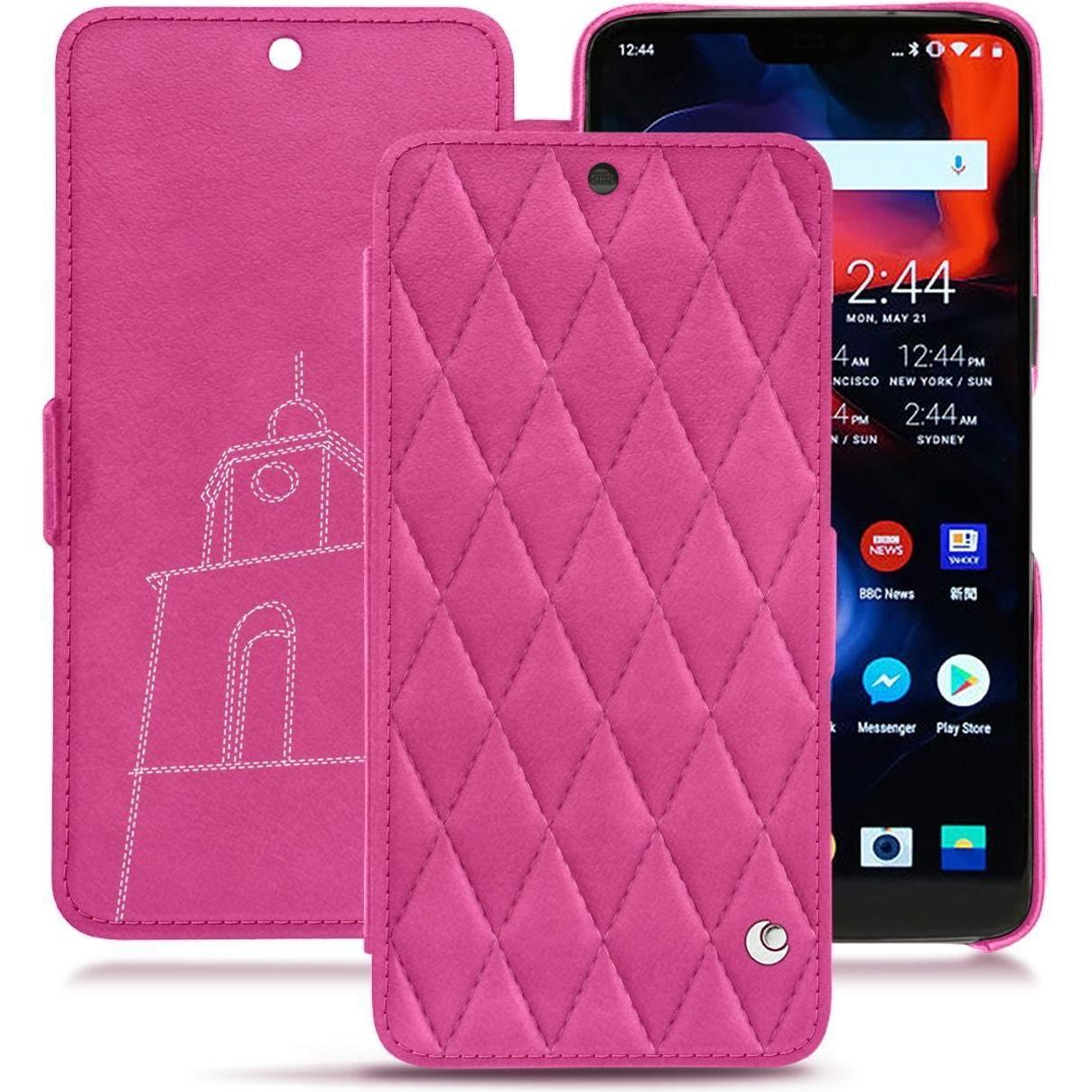 Noreve Lederschutzhülle horizontal (OnePlus 6), Smartphone Hülle, Rosa