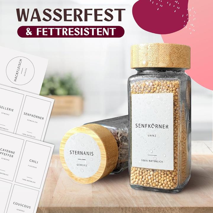 Produktbild Happy Lemuro 24-teiliges Gewürzgläser-Set mit Etiketten und Streueinsätzen (0.12 l)