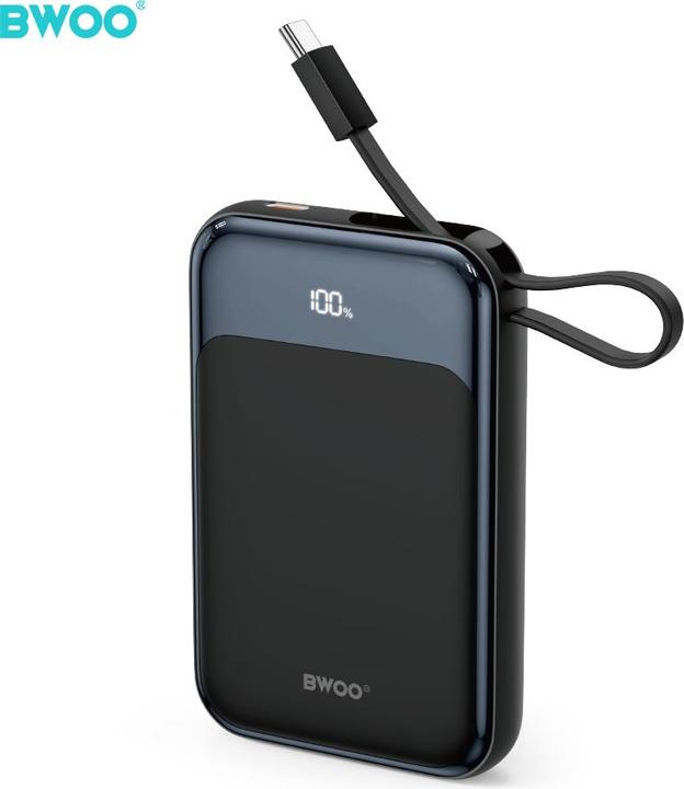 Bwoo PD 20W 10000 mAh Power Bank With 2 Cables and Battery Display P80 gold (10000 mAh, 20 W)