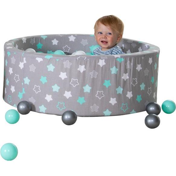 Besttoy Bällebad - Sterne - grau/weiss/türkis