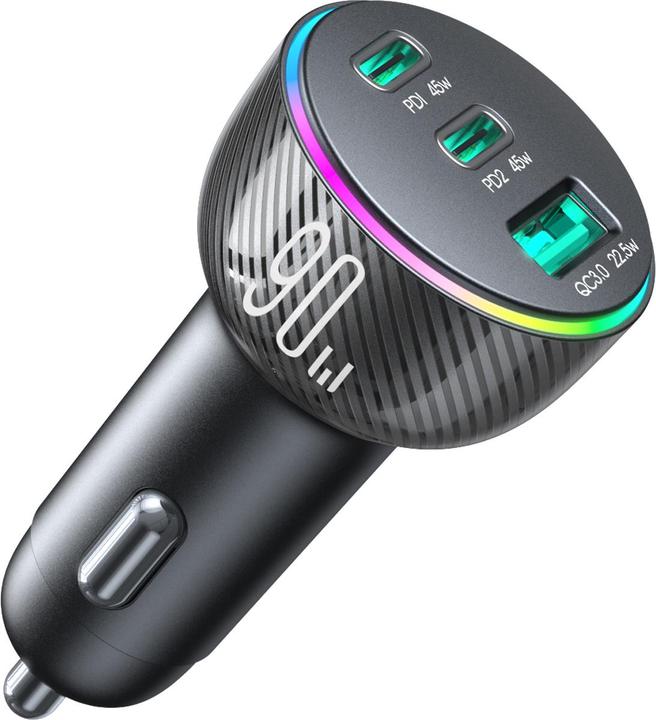 Produktbild Joyroom Autoladegerät 70W mit 3 Anschlüssen: USB, 2 x USB C schwarz (JR-CL26)