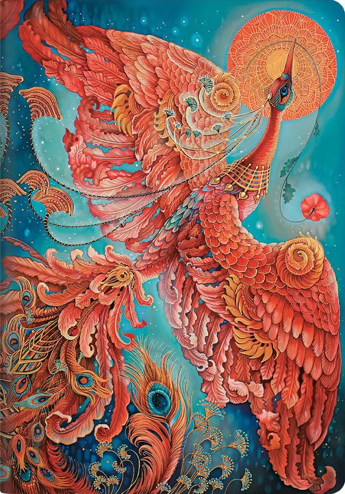 Paperblanks Notizheft A4 Feuervogel (A4, Weicher Einband)