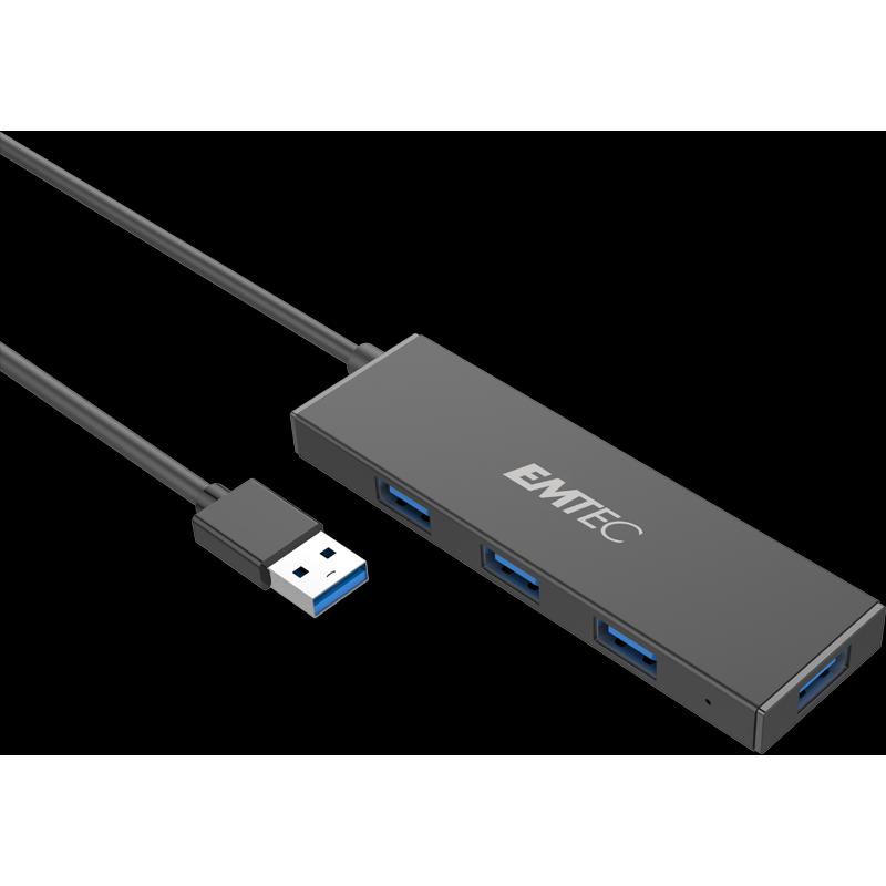 Thumbnail - Emtec T620A (USB-A, 4 Ports), Dockingstation + USB Hub, Schwarz