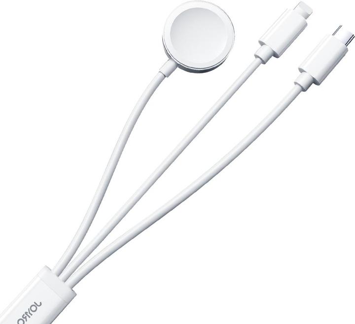 Produktbild Joyroom S-IW008 3-in-1-Kabel magnetisches Ladegerät USB-A – Lightning/USB-C 1,2 m – Weiss (1.20 m)