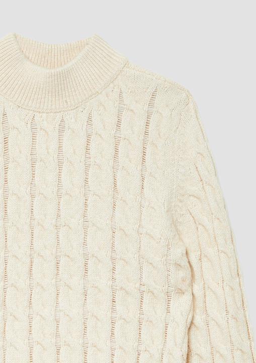 Produktbild s.Oliver Strickpullover Schmaler Strickpullover mit Zopfmuster und Stehkragen (170, 176)