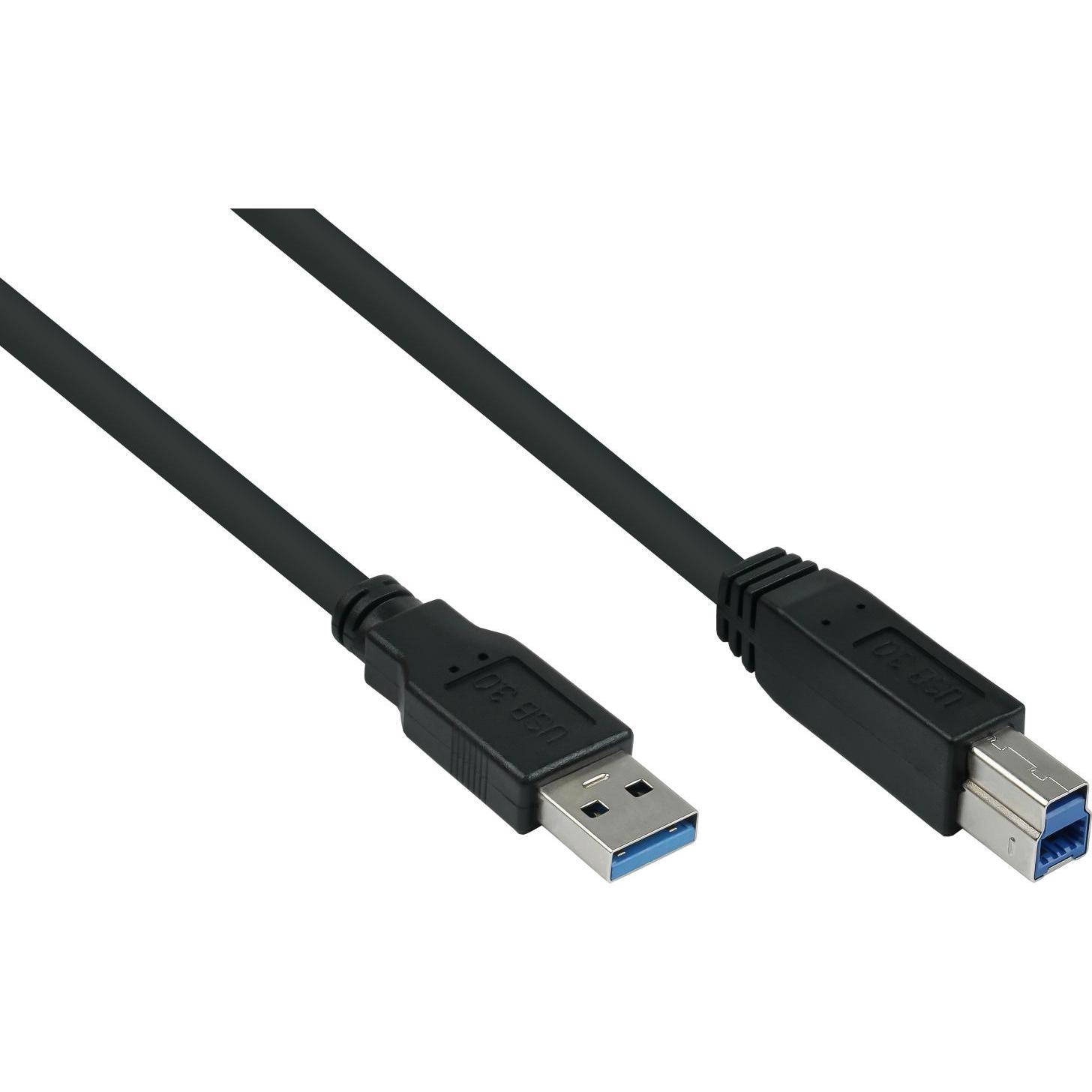 Good Connections Kabelmeister USB 3.0 an USB-B CU 5m schwarz (5 m, USB 3.2 Gen 1), USB Kabel