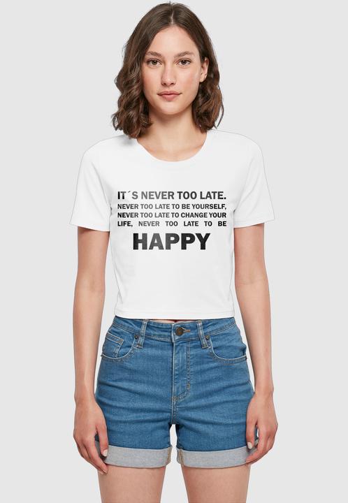 Produktbild Merchcode Ladies Never Too Late Cropped Tee - 189173 (M)