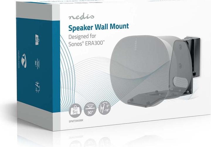Produktbild Nedis Lautsprecherhalter - Kompatibel mit: Sonos Era300 - Wand - 5 kg - Drehgelenk/Neigung - kippbar (1 Stk., Wandmontage, Drehbar, Neigbar)
