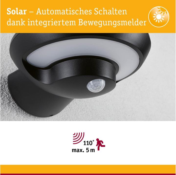 Produktbild Paulmann Solar Wandleuchte Bordola (220 lm, IP44)
