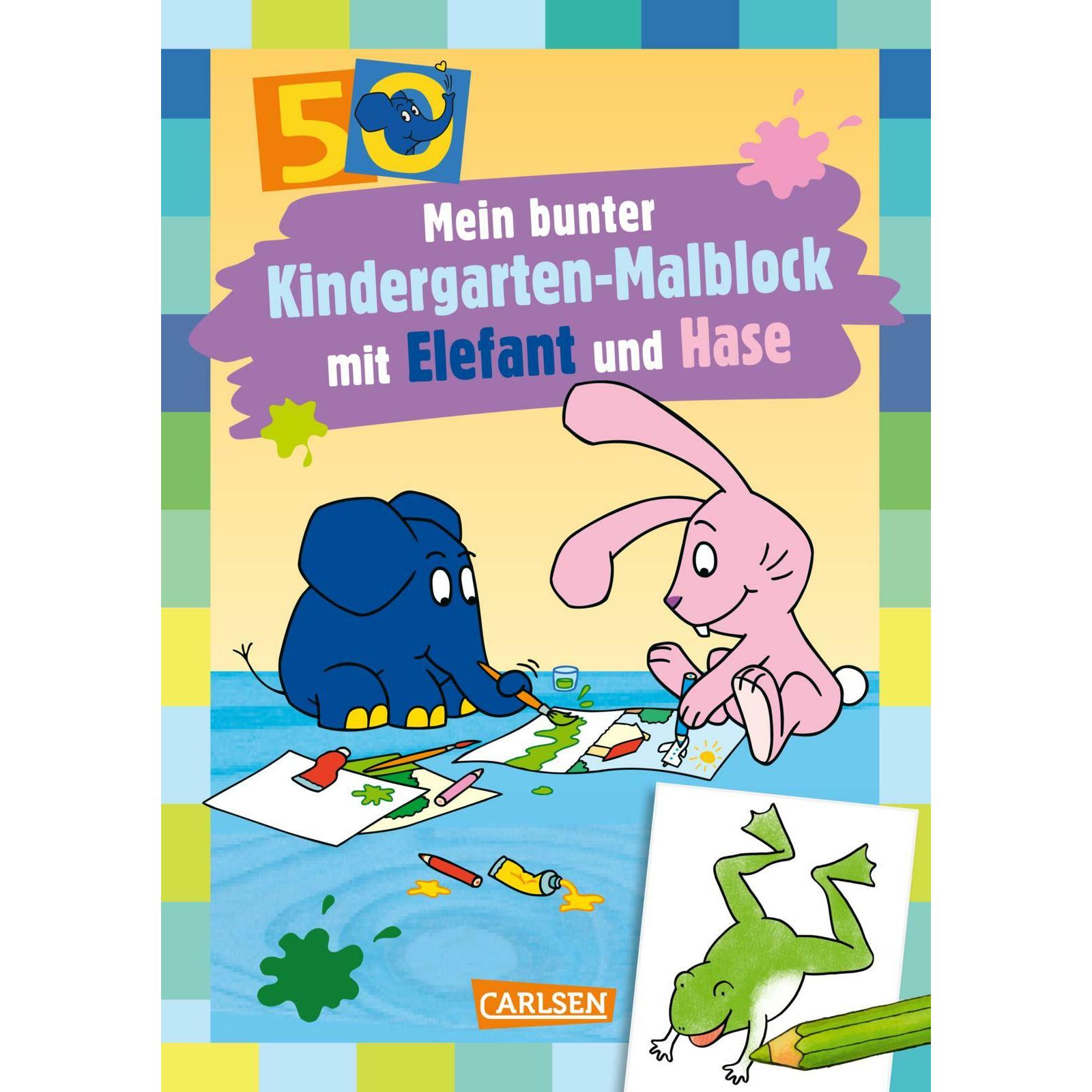 Carlsen Mein bunter Kindergarten-Malblock mit Elefant und Hase