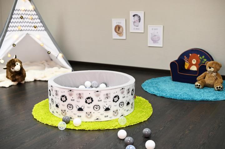 Immagine prodotto Knorrtoys Bällebad soft - "Cute Animals" - 150 balls grey/white/transparent (ca. 7 cm)