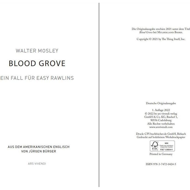 Thumbnail - Blood Grove, Belletristik von Walter Mosley, Jürgen Bürger