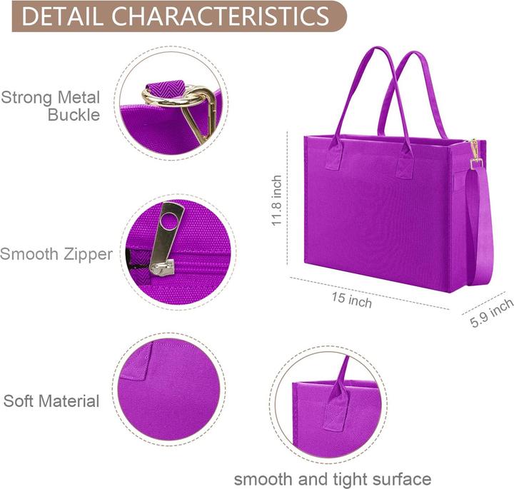 Produktbild Only-Bags.Store Canvas Tote Bag, grosse Handtasche Shopper Bag Travel Tote Work Bag mit Schulterriemen und