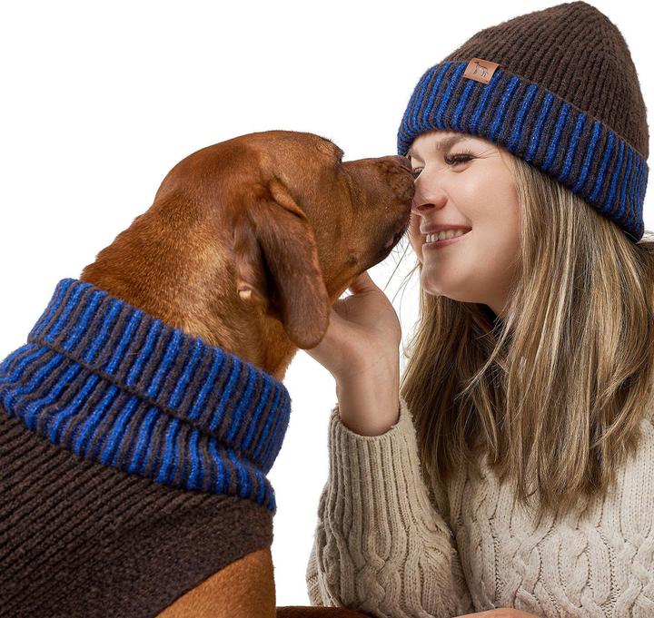 Actual product image Hunter Dogcoat Odense 35 + hat, beige/blue - (203542) (35, Dog jumper)