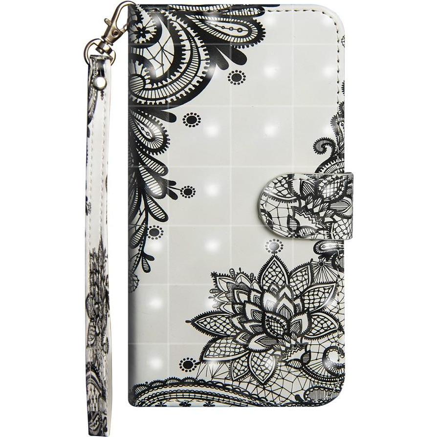 Cover-Discount Xiaomi Mi Note 10 / 10 Pro - Etui Blumen Glitzer Effekt schwarz (Xiaomi Mi Note 10 Pro, Xiaomi Mi Note 10...