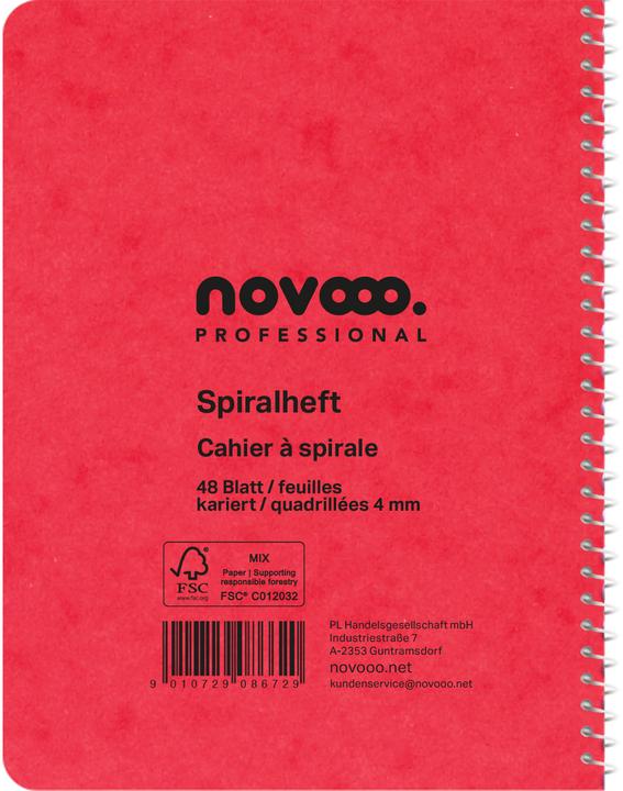 Image du produit Novooo Spiralheft assortiert (Quadrillé, Couverture souple)