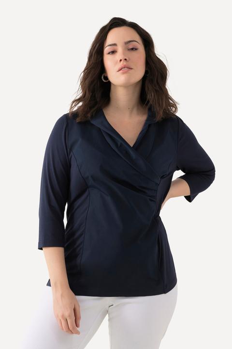 Produktbild Ulla Popken Shirt, Taft-Kragen, Classic, V-Ausschnitt, 3/4-Arm (58)