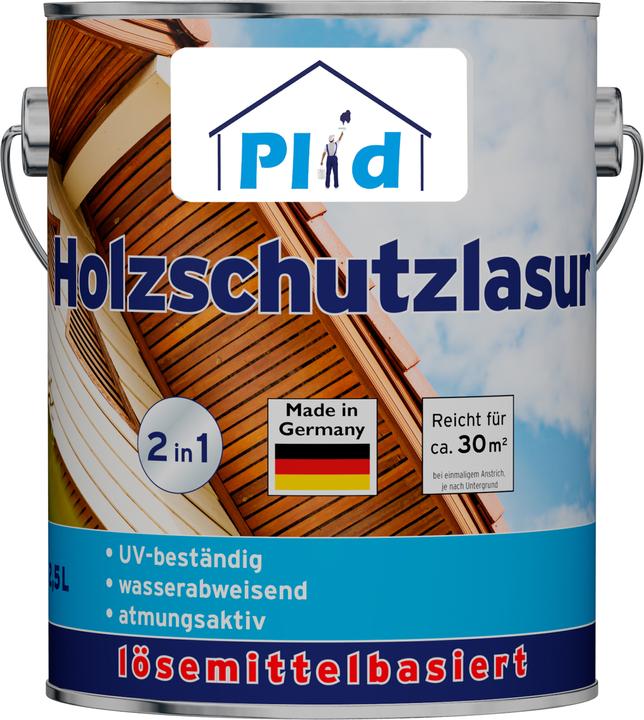 Actual product image Plid Wood preservative glaze 2.5l for approx. 30m² /wood glaze wood preservative wood primer (Teak, 2.50 l)
