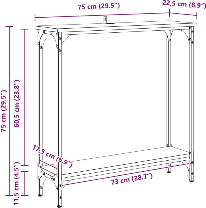 Image du produit vidaXL Konsolentisch (75 x 22.50 x 75 cm)