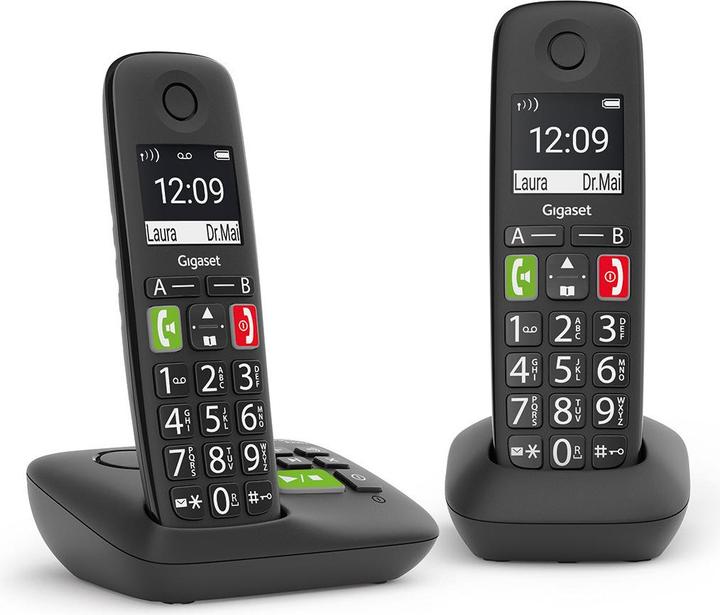 Gigaset E290A DUO - Téléphone résidentiel sans fil pour seniors avec répondeur et 2 combinés - L