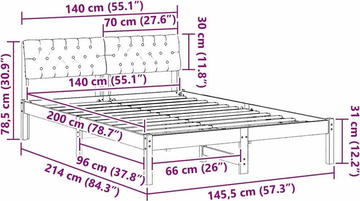 Image du produit vidaXL Plattformbettgestell (140 x 200 cm)