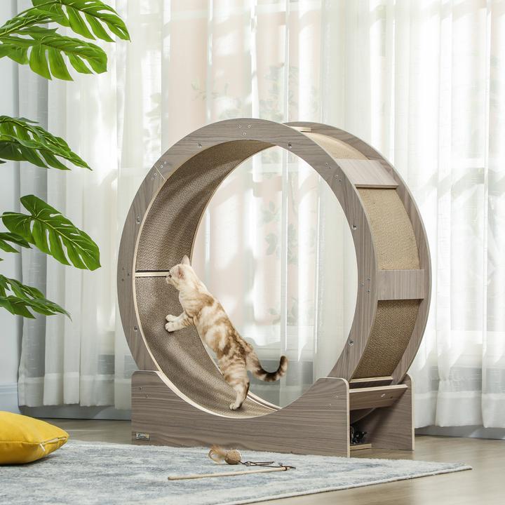 Produktbild PawHut Katzenlaufrad (94 cm, Walnuss)