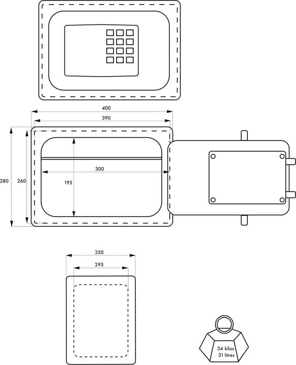 Produktbild Thirard Aufsatztresor Dreibein, elektronischer Codeverschluss, 4 Riegel, 31l (31 l)