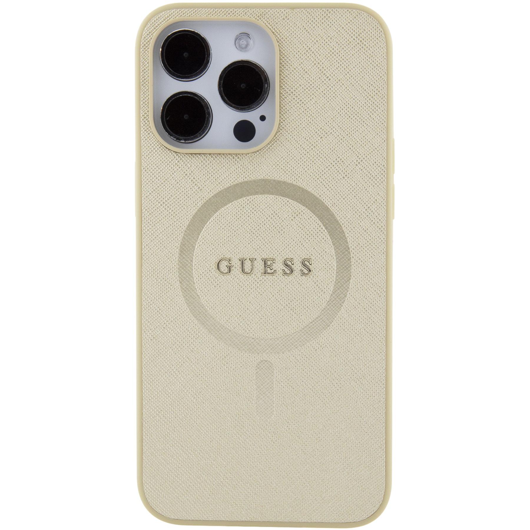 Thumbnail - Guess GUHMP15LPSAHMCB iPhone 15 Pro 6.1" złoty/gold hardcase Saffiano MagSafe (Apple iPhone 15 Pro), Smartphone Hülle, G...