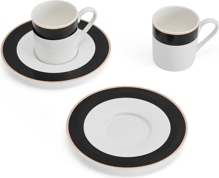 Mikasa Luxe Deco China Espresso Cups and Saucers, Set of 2, 100ml (2 pcs.)