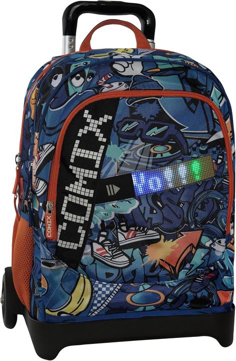 Actual product image Comix Ultra Bright School Backpack with LED Lettering and Removable Trolley