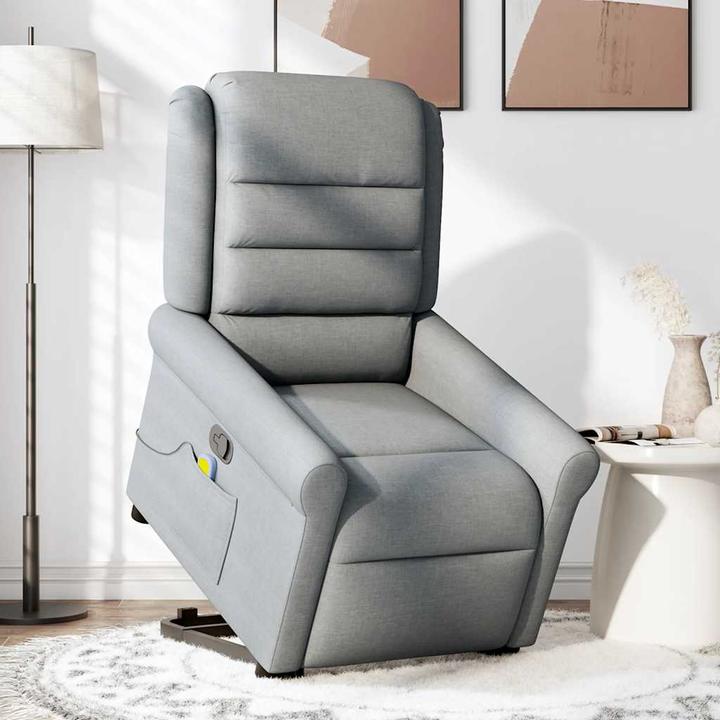 Actual product image VidaXL Massage chair with stand-up aid Light grey fabric