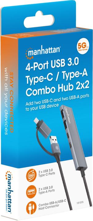 Immagine prodotto Manhattan Hub combo USB 3.0 Tipo-C / Tipo-A a 4 porte 2x2 (USB-A, USB-C, 4 porte)
