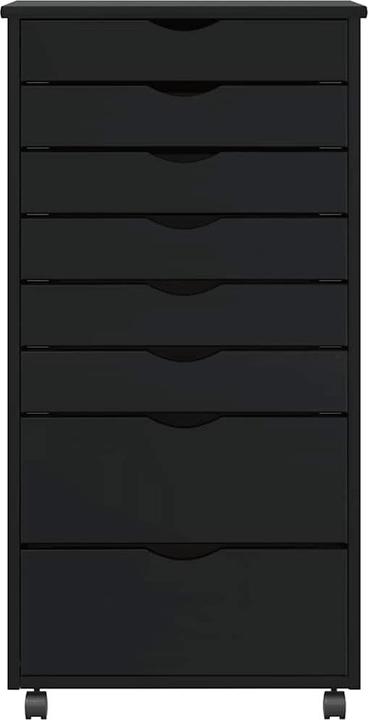 Actual product image VidaXL Rollschrank mit Schubladen MOSS Schwarz Massivholz Kiefer