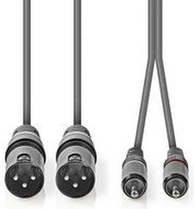 Immagine prodotto Nedis Cavo audio bilanciato | 2x XLR 3-pin maschio | 2x RCA maschio | Nichelato | 1,50 m | tondo | PV (1.50 m, Cinch)