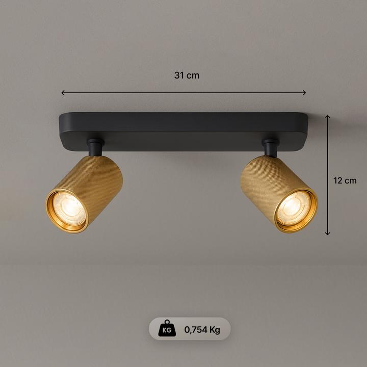 Produktbild Brilliant Plafondspot Marty GU10 2x5W 3000K - Zwart/Goudkleurig (350 lm, GU10)