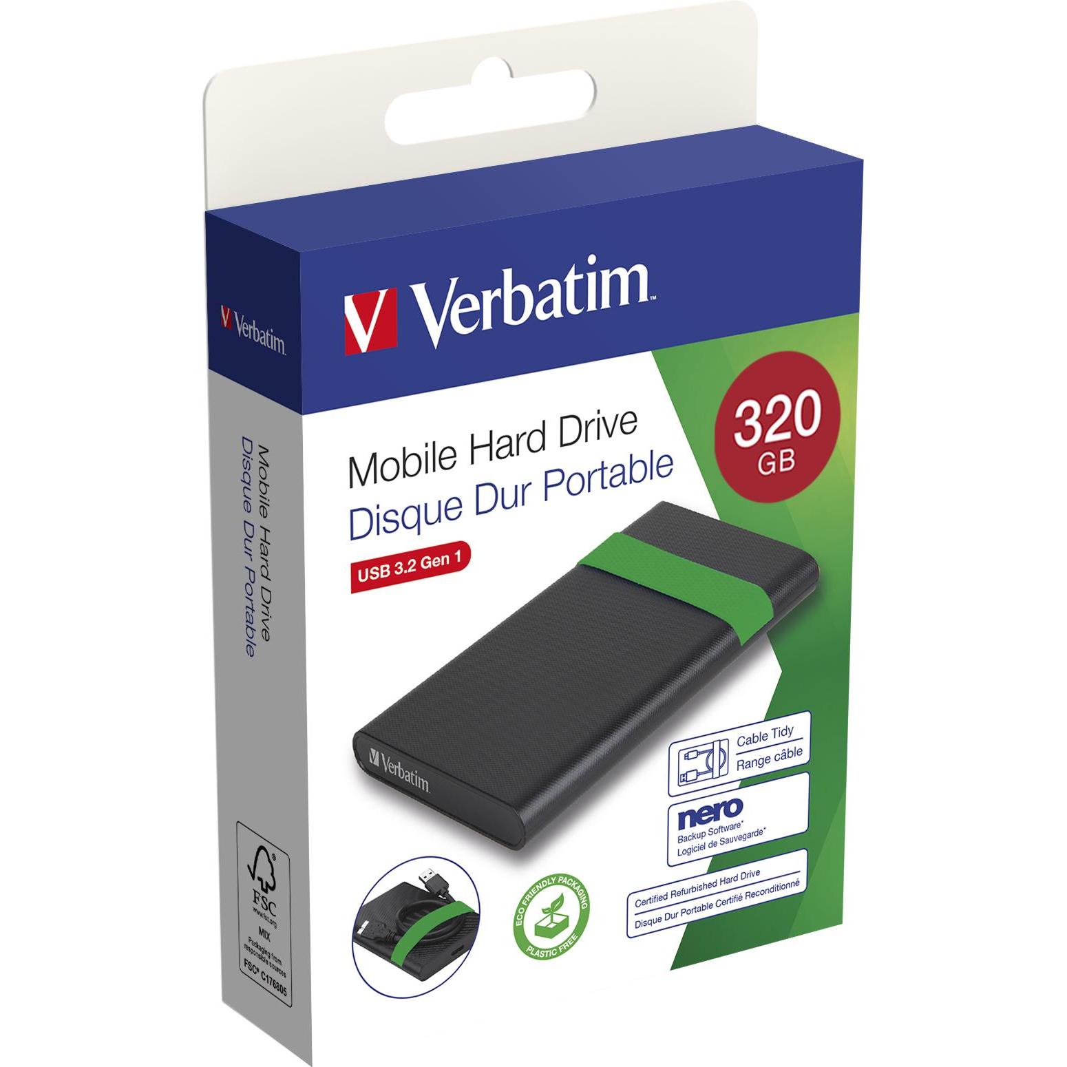 Thumbnail - Verbatim Disque Dur 320Go 2.5 " Reconditionné (0.32 TB), Externe Festplatte, Grün, Schwarz