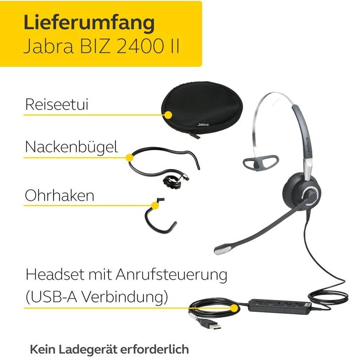 Image du produit Jabra Biz 2400 Ii (Filaire, USB-A, Skype)