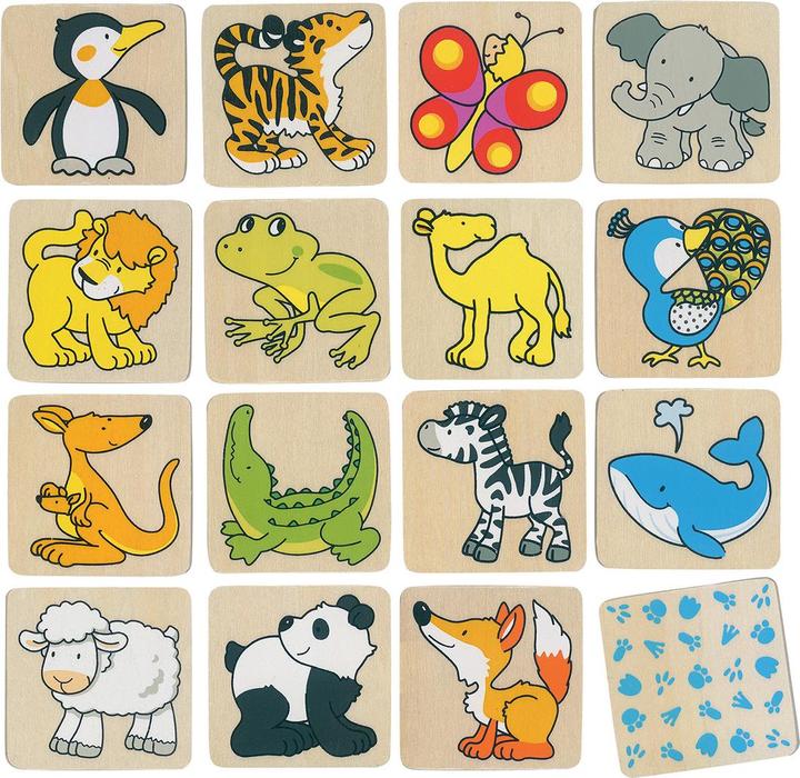 Actual product image Goki Memo game animals (German, Italian, English, French)