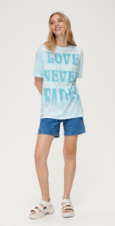 Produktbild s.Oliver T-Shirt Batikshirt mit Statement-Print (S)