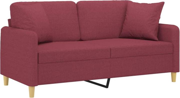 Actual product image vidaXL 2-seater sofa with decorative cushions wine red 140 cm fabric, colour (2 person sofa)