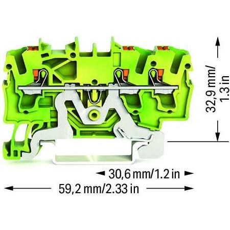 Wago Schutzleiterklemme 5.20 mm Pus, Elektronikzubehör + Gehäuse, Grün, Gelb