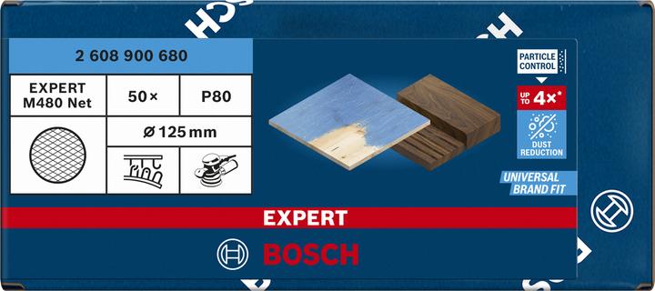 Produktbild Bosch Professional Zubehör EXPERT M480 Schleifnetz für Exzenterschleifer, 125 mm, G 80, 50 Stück (80)