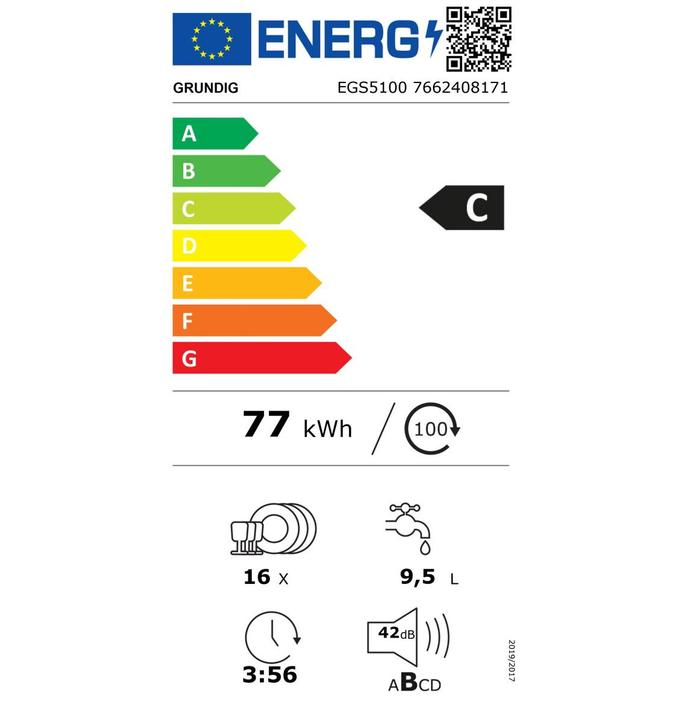 Energy Label Grundig Dishwasher