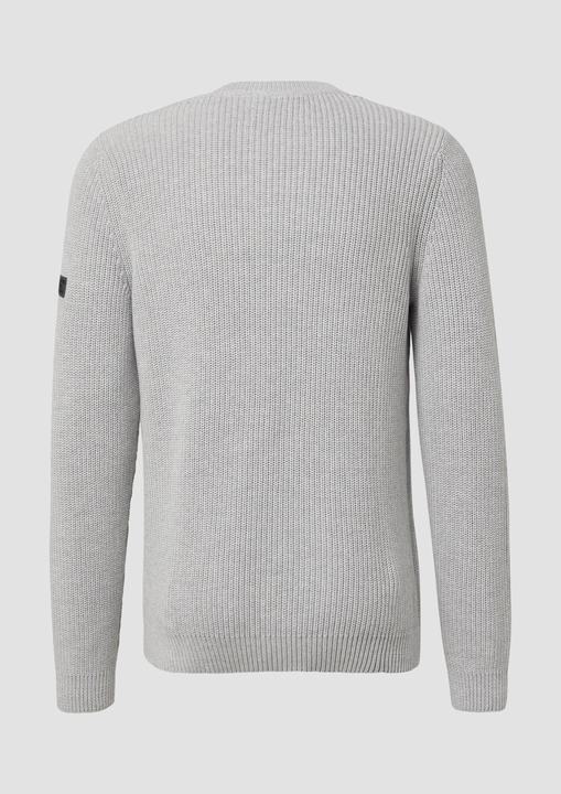 Produktbild s.Oliver Strickpullover Strukturierter Baumwoll-Pullover mit Label-Patch (L)