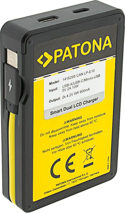Produktbild Patona Smart Dual LCD USB Ladegerät f. Canon LP-E10 EOS EOS1100D EOS-1100D Rebel T3 Kiss X50 (Kamera Akku Ladegerät)